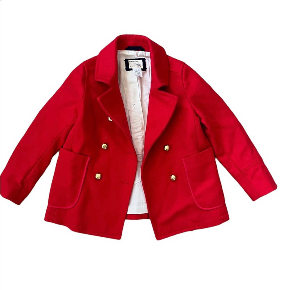 Crewcuts Red Double-Breasted Pea Coat with Gold Buttons